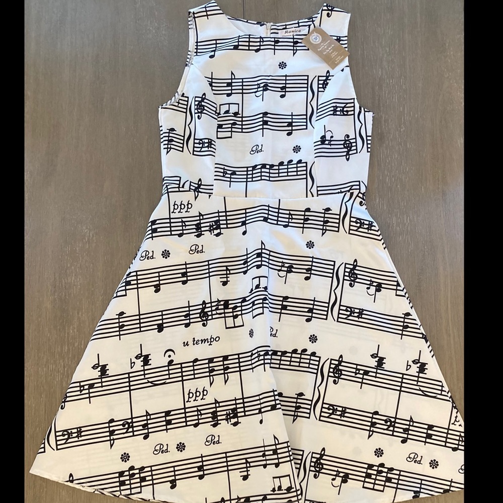 🎶 NWT! Ranica music notation A-line dress, size M